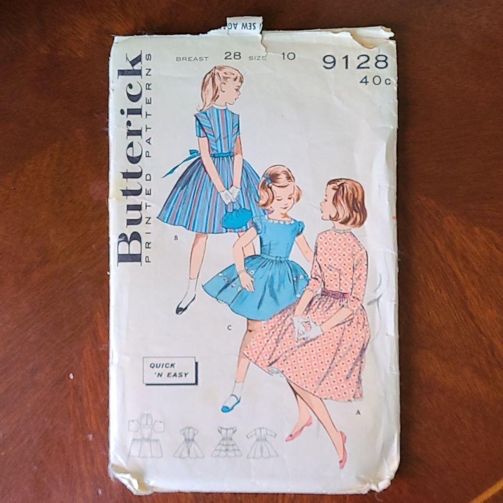 3/$15 Vintage 1959 Butterick Dress sewing Pattern 9128 